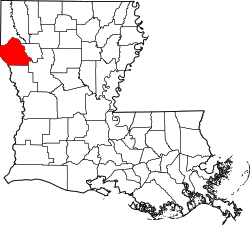 Karte von De Soto Parish innerhalb von Louisiana