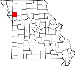 map of Missouri highlighting Clinton County
