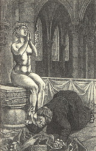 איור מאת מרטין ואן-מאלה: פטיש לכפות רגליים, מתוך "המכשפה" (La Sorcière) של ז'ול מישלה, 1911