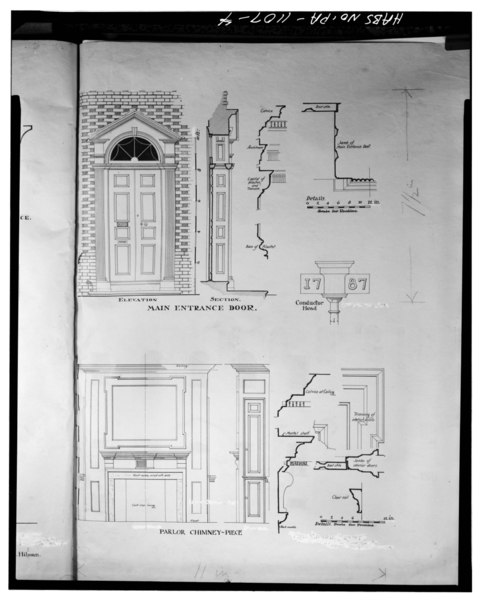 File:Measured drawing of details, by C.L. Hillman and John McClintock. Original drawing in the collection of the Free Library of Philadelphia - Reynolds-Morris House, 225 South Eighth HABS PA,51-PHILA,40-4.tif