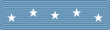 A light blue ribbon with five white five pointed stars