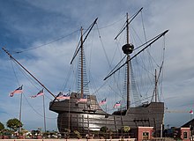 A replica of the Portuguese carrack Flor de la Mar. participated in decisive events for Portugal in the Indian Ocean until her sinking in November 1511 Melaka Malaysia Flor-de-la-mar-01.jpg