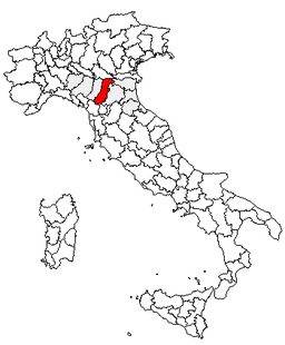 Karta över Italien med Provincia di Modena markerat
