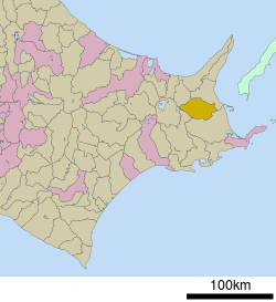 Lokasi Nakashibetsu di Hokkaido (Subprefektur Nemuro)