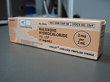 Naloxone is a commonly administered drug used at injecting centres to counteract drug overdoses. Naloxone (1).JPG