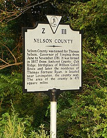 Historical marker on Route 250 heading east over Afton Mountain Nelson County marker.jpg