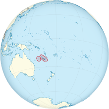 New Caledonia on the globe (small islands magnified) (Polynesia centered).svg