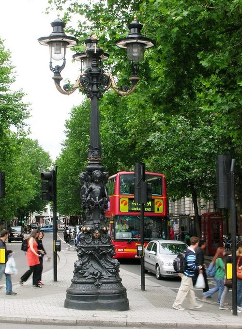 The view of Northumberland Avenue from Trafalgar Square, showing its avenue of plane trees