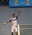 Novak Djokovic serving at the 2011 Australian Open.