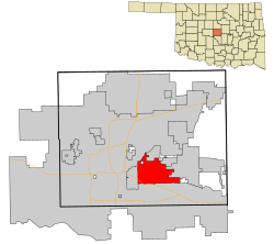 Location in Oklahoma County and the state of اوکلاہوما.