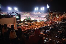 Crowds fill the stadium and parking lots during Game 7 Our view of the stadium.jpg