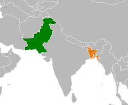 Map indicating locations of Pakistan and Bangladesh