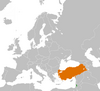 Location map for the State of Palestine and Turkey.