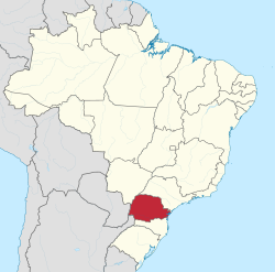 Map of Brazil with Paraná highlighted
