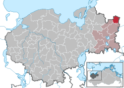 Elhelyezkedése Mecklenburg-Elő-Pomeránia térképén