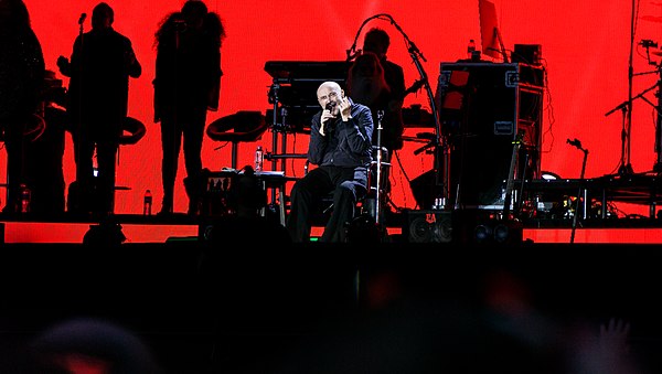 Collins performing to 65,000 at Hyde Park, London on 30 June 2017 as part of the Not Dead Yet Tour.