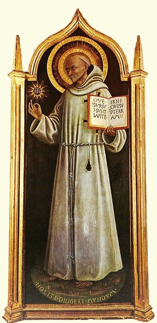 Pietro di Giovanni d'Ambrogio. St Bernardino 196 x 89cm. ca.1444. Pinacoteca, Siena