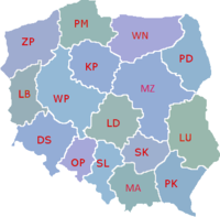 Carte des voïvodies de la Pologne