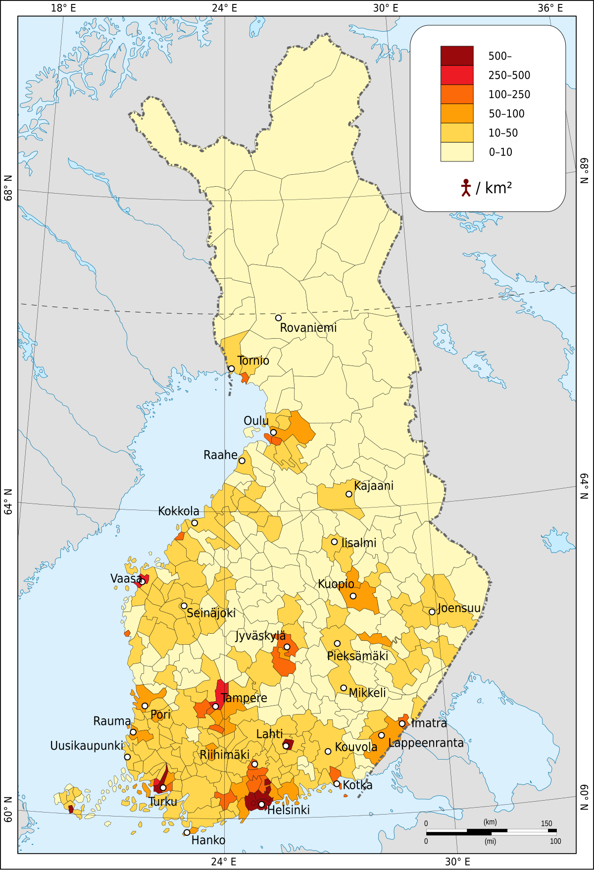 Demographics Of Finland Wikipedia   1200px Population Map Of Finland.svg 