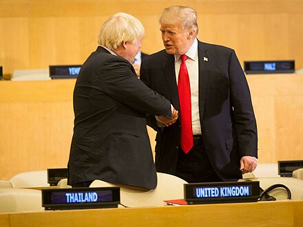 Johnson with US president Donald Trump in 2017 UNGA