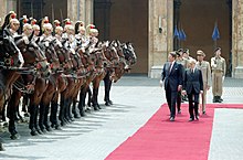 President Ronald Reagan and Alessandro Pertini reviewing troops at Quirinale Palace in Rome, Italy.jpg