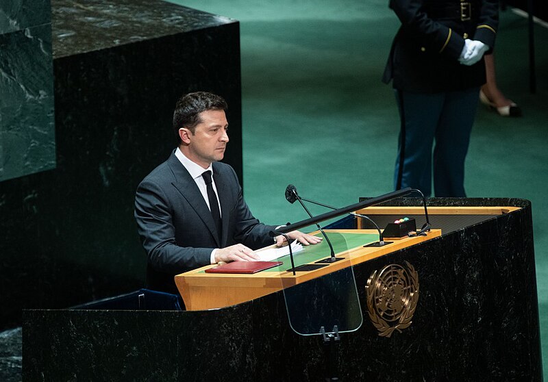 File:President of Ukraine Volodymyr Zelenskyy at the 76th session of the UN General Assembly, 21 September 2021.jpg