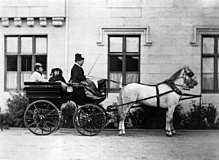 Princesses Louise and Beatrice riding with their mother