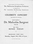 Affiche d'un concert donné par Renée Nizan en 1938 avec l'orchestre symphonique de Melbourne (dirigé par Sir Malcolm Sargent) au Town Hall de Melbourne