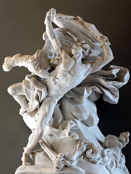 Prometheus depicted in a sculpture by Nicolas-Sébastien Adam, 1762 (Louvre)