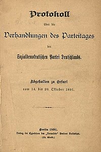Protokoll des Parteitages der SPD в Эрфурте (14–20 октября 1891 г.).jpg 