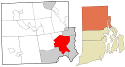 ロードアイランド州内のプロビデンスの位置の位置図