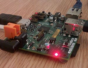 English: Extract from Raspberry Pi board at Tr...