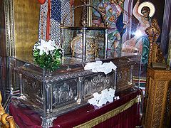 Relics of St. Demetrius in the cathedral of Thessalonika, Greece