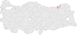 Rize tartomány elhelyezkedése Törökország térképén