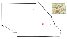 Saguache County Colorado Incorporated and Unincorporated areas Moffat Highlighted.svg