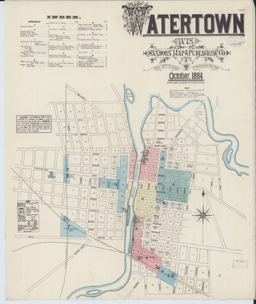 File:Sanborn Fire Insurance Map from Watertown, Jefferson County, Wisconsin. LOC sanborn09727 001-1.tif