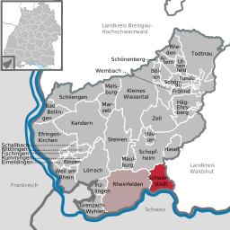 Läget för Schwörstadt i Landkreis Lörrach