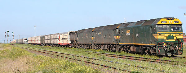 Specialised Container Transport train on the Western standard gauge line at Geelong