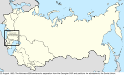 Map of the change to the Soviet Union on 25 August 1990