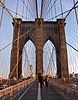 View of the Brooklyn Bridge from the pedestrian walkway