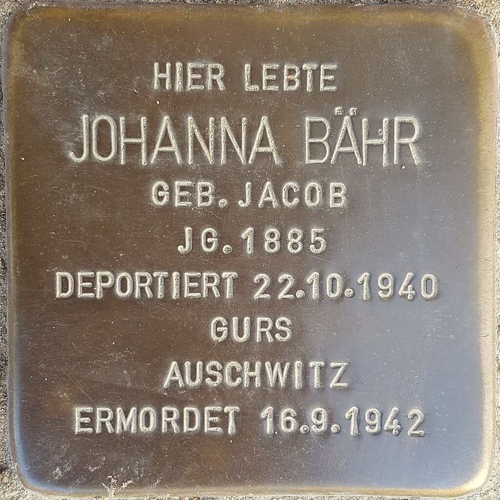 Stolperstein Johanna Bähr LU 2018.jpg