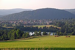 View of Stronie Śląskie with the Sudetes in the background