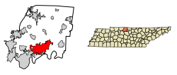 Ubicación de Gallatin en el condado de Sumner, Tennessee.