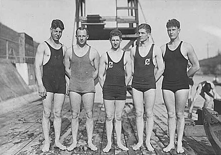 Photograph of the 1921 swim team by Webster and Stevens