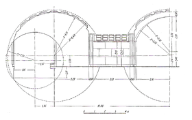 圆形隧道和隧道间过道的截面图