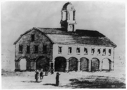 The Old Royal Exchange, in New York City, where the first meeting of the Court was held in February 1790, though with no cases to hear.