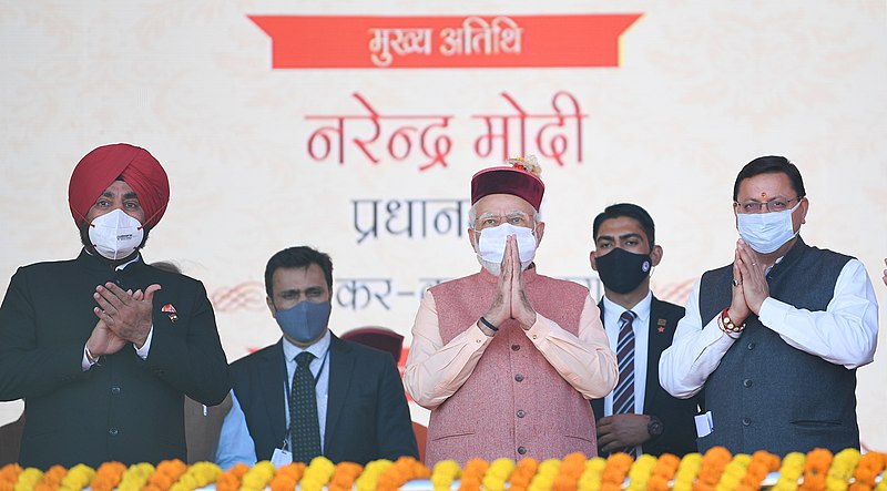 File:The Prime Minister, Shri Narendra Modi at the inauguration and foundation stone laying ceremony of multiple projects, in Dehradun, Uttarakhand on December 04, 2021.jpg