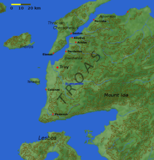 A map of the Troad (Troas) in modern day Turkey Troas.png