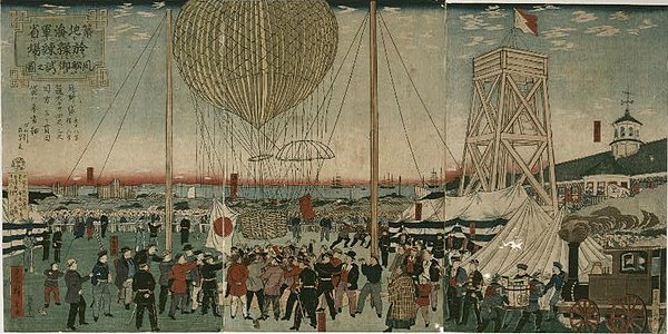 Tsukiji Naval Academy hot air balloon demonstration (1877) Hiroshige III