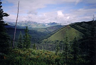 View into the valley of the Tuchodi River